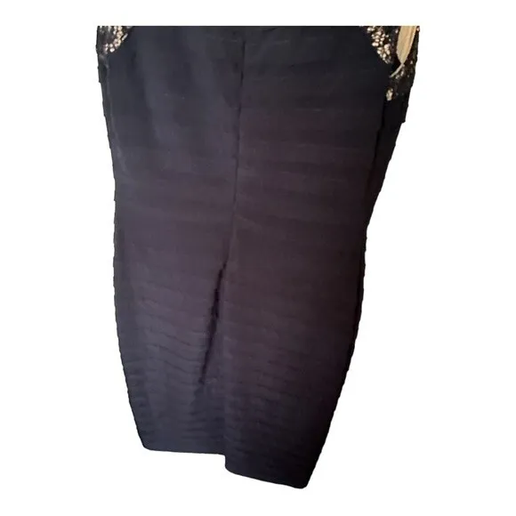 Adriana Papell Navy Blue Cocktail Dress Lace Size 2 Sleeveless Tiered