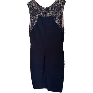 Adriana Papell Navy Blue Cocktail Dress Lace Size 2 Sleeveless Tiered