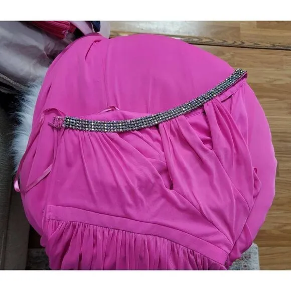 Adriana Papell One Shoulder Pink Gown 4