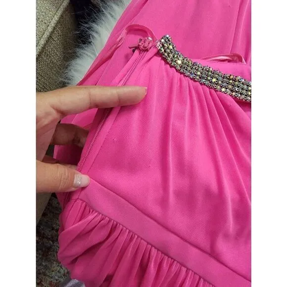 Adriana Papell One Shoulder Pink Gown 4