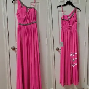 Adriana Papell One Shoulder Pink Gown 4