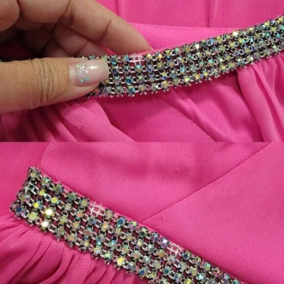 Adriana Papell One Shoulder Pink Gown 4