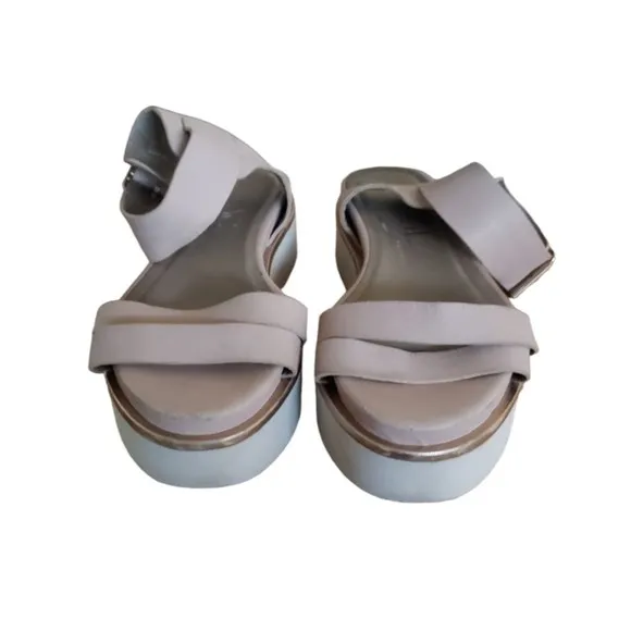 AGL Platform Ankle Quarter Strap Sandal Metallic Silver Size 36/6.5