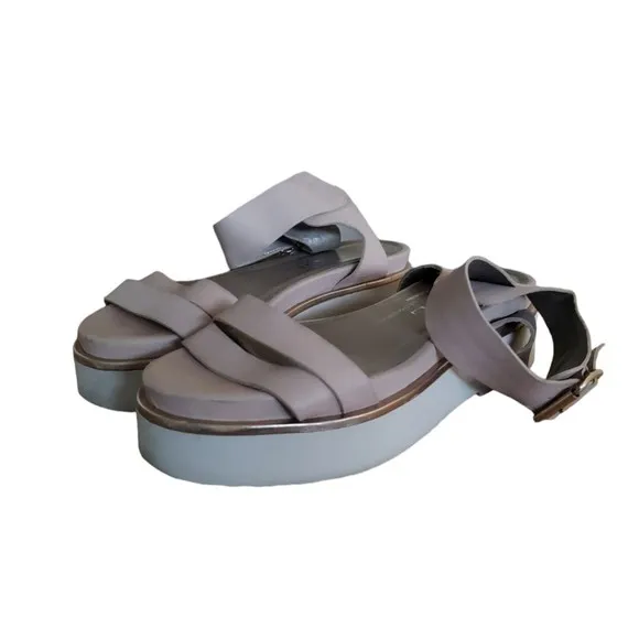 AGL Platform Ankle Quarter Strap Sandal Metallic Silver Size 36/6.5
