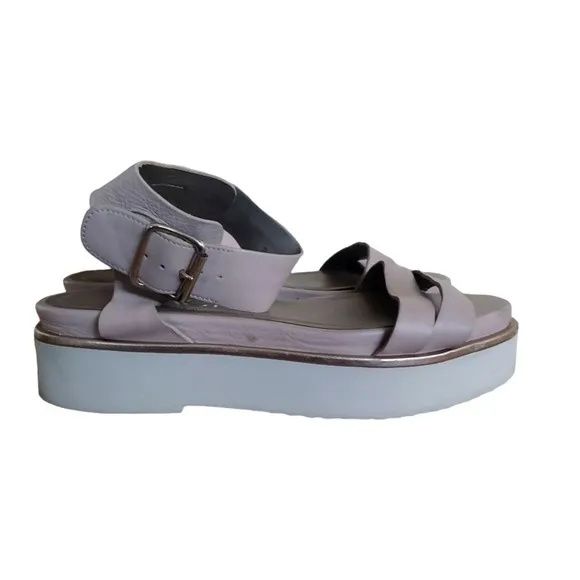 AGL Platform Ankle Quarter Strap Sandal Metallic Silver Size 36/6.5