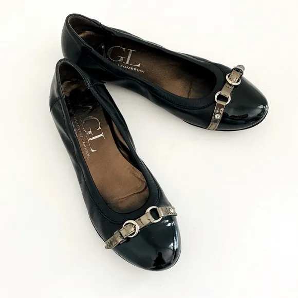 AGL Women's Black Ballet Flats EU 38.5