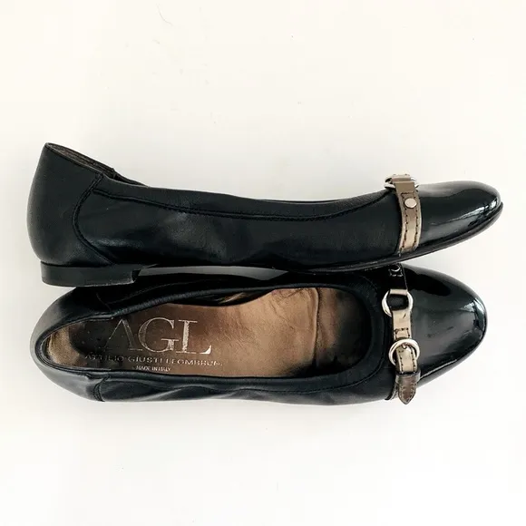 AGL Women's Black Ballet Flats EU 38.5