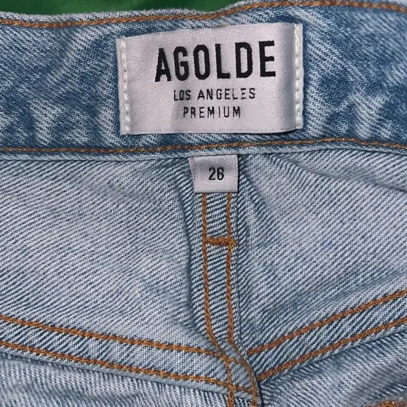 AGOLDE Distressed Light Blue Denim Shorts size 26