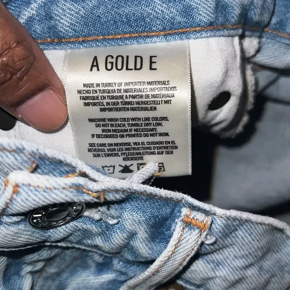 AGOLDE Distressed Light Blue Denim Shorts size 26