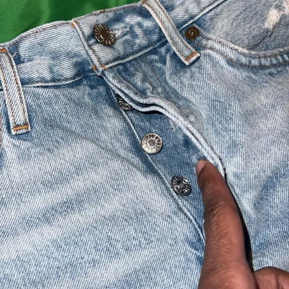 AGOLDE Distressed Light Blue Denim Shorts size 26