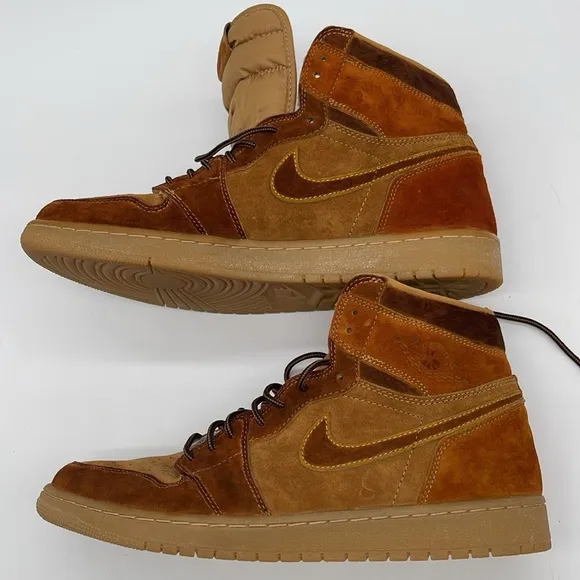 Air Jordan 1 Retro High Sneakers Golden Harvest Gum Men 13