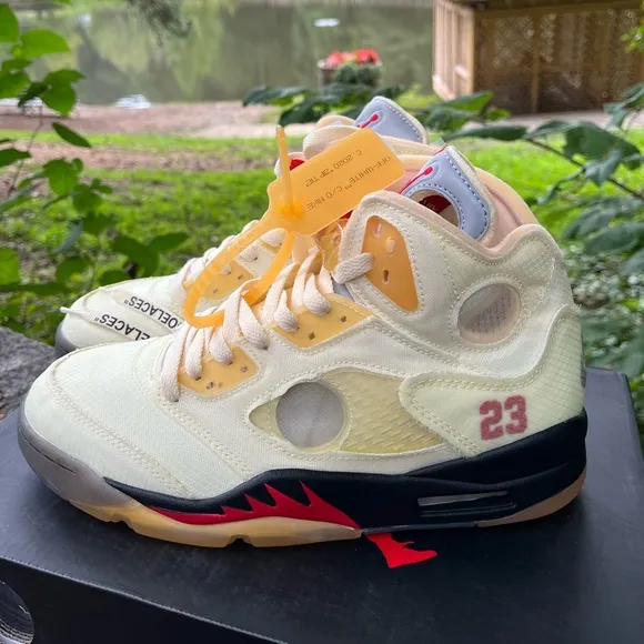 Air Jordan 5 off-white Sail Men Sz8 Womens sz 9.5 athletic sneakers shoes stockx