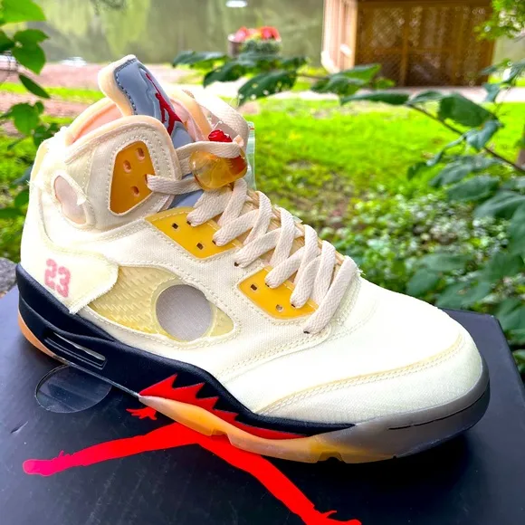 Air Jordan 5 off-white Sail Men Sz8 Womens sz 9.5 athletic sneakers shoes stockx