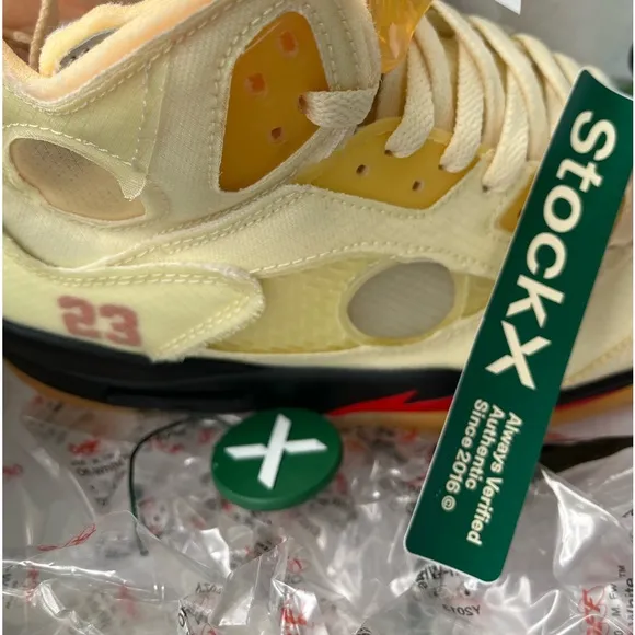Air Jordan 5 off-white Sail Men Sz8 Womens sz 9.5 athletic sneakers shoes stockx
