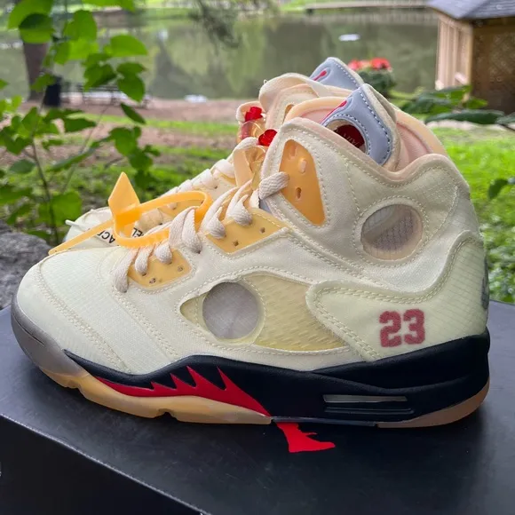 Air Jordan 5 off-white Sail Men Sz8 Womens sz 9.5 athletic sneakers shoes stockx