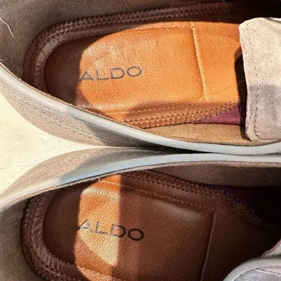 ALDO Men’s Almond Toe Solid Lace-Up Dress Shoe Oxford Gray Suede Size 11