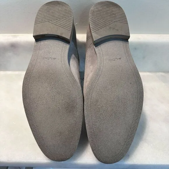 ALDO Men’s Almond Toe Solid Lace-Up Dress Shoe Oxford Gray Suede Size 11