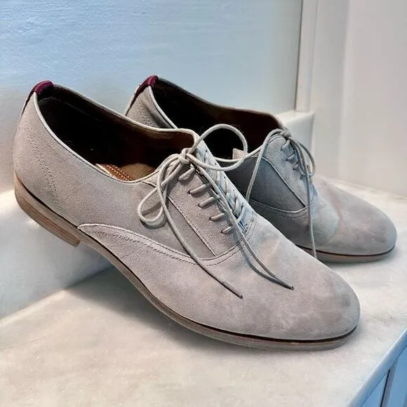 ALDO Men’s Almond Toe Solid Lace-Up Dress Shoe Oxford Gray Suede Size 11