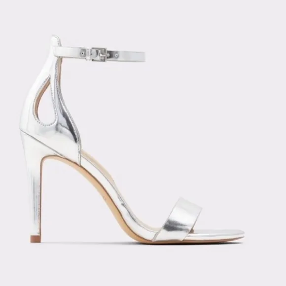 ALDO Violla Stiletto Heel Shoes in Metallic Silver Sz. 10