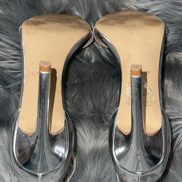 ALDO Violla Stiletto Heel Shoes in Metallic Silver Sz. 10