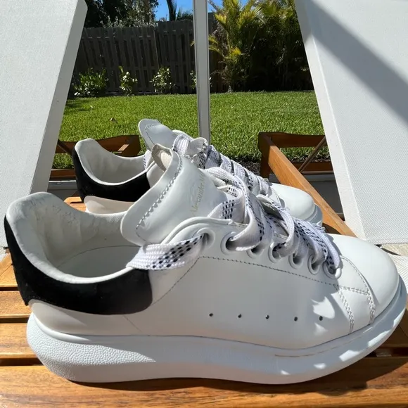 Alexander McQueen White and Black Athletic Shoes