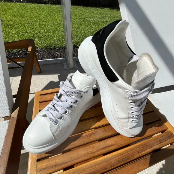 Alexander McQueen White and Black Athletic Shoes