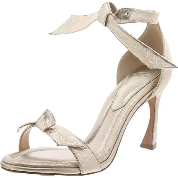 Alexandre Birman Womens Clarita Gold Leather Ankle Strap Heels Shoes NWOB