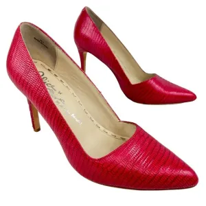 Alice   Olivia Dina Lizard Embossed Leather Heels Hot Pink Women's EU 38.5 US 8