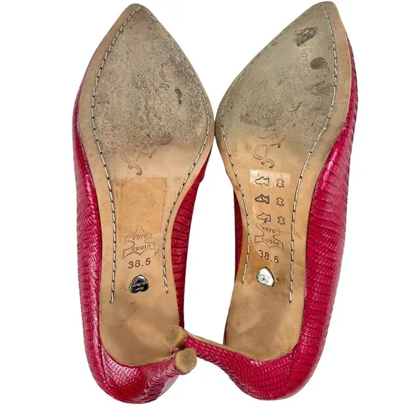 Alice   Olivia Dina Lizard Embossed Leather Heels Hot Pink Women's EU 38.5 US 8