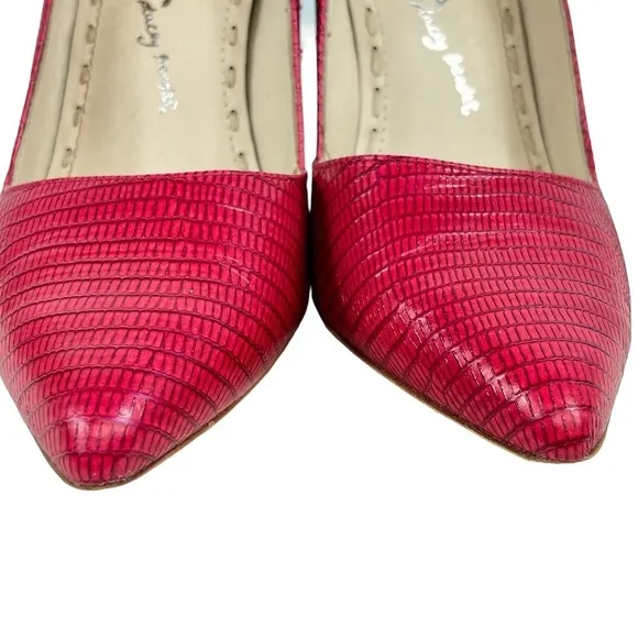 Alice   Olivia Dina Lizard Embossed Leather Heels Hot Pink Women's EU 38.5 US 8
