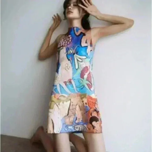 Alice   Olivia x Domingo Zapata CFDA Printed Mini Dress Size 2