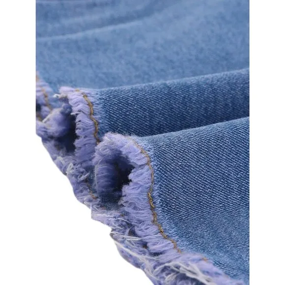 Allegra K Denim Skirts Women's Blue Button Down Midi Jeans Single Breasted
