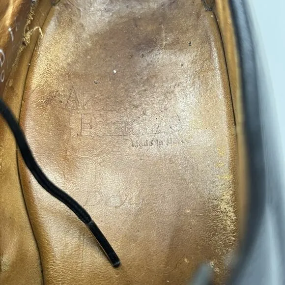 Allen Edmonds Dryden Medallion Shoes Men Size 9.5 D Black Leather Cap Toe Oxford