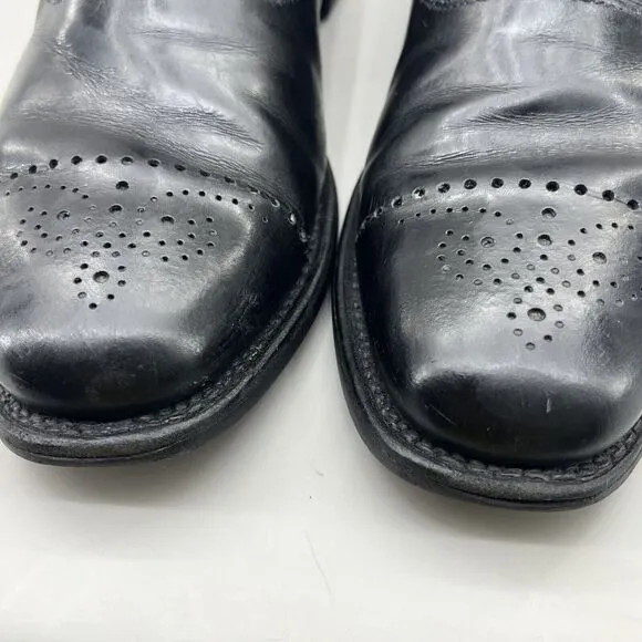 Allen Edmonds Dryden Medallion Shoes Men Size 9.5 D Black Leather Cap Toe Oxford