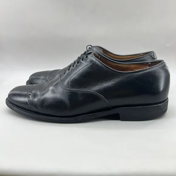 Allen Edmonds Dryden Medallion Shoes Men Size 9.5 D Black Leather Cap Toe Oxford