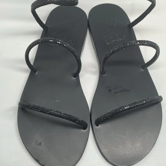 ANCIENT GREEK SANDALS  Ofis Low Crystal-Embellished Wraparound Sandals size 39
