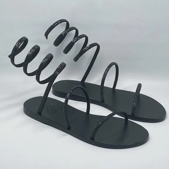 ANCIENT GREEK SANDALS  Ofis Low Crystal-Embellished Wraparound Sandals size 39