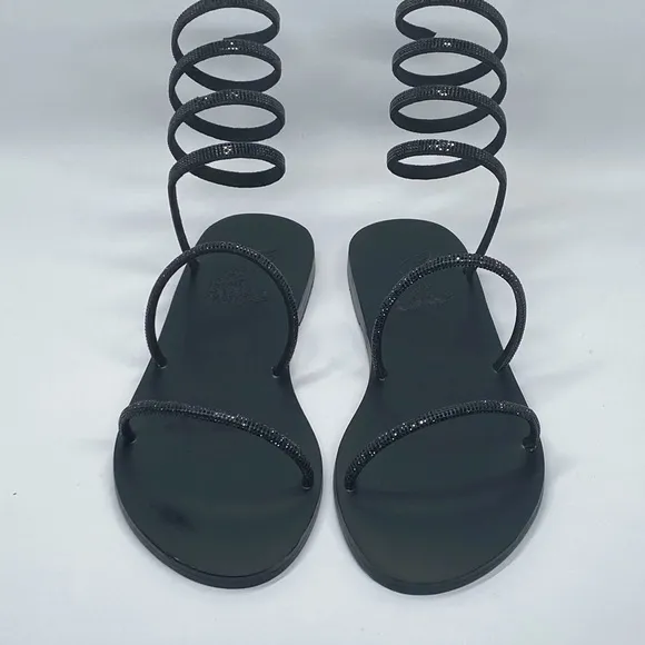 ANCIENT GREEK SANDALS  Ofis Low Crystal-Embellished Wraparound Sandals size 39