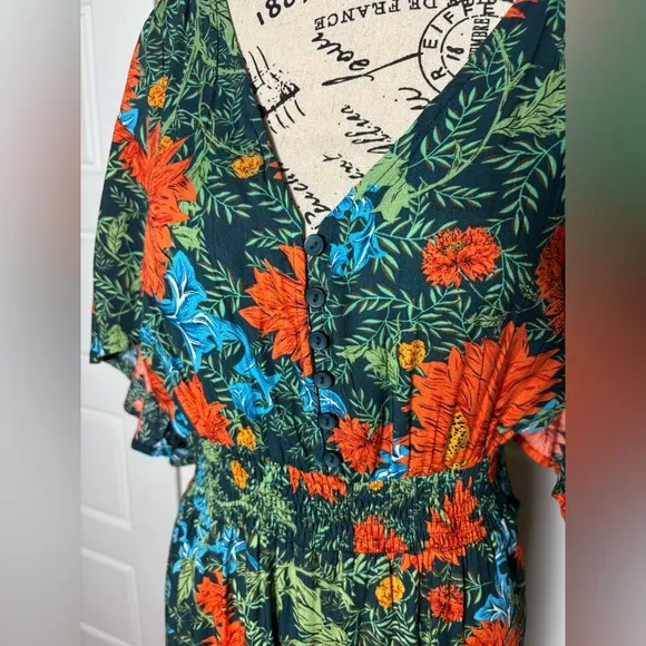 Anthropologie ABEL THE LABEL Midi Fantasy Tropical Dress M