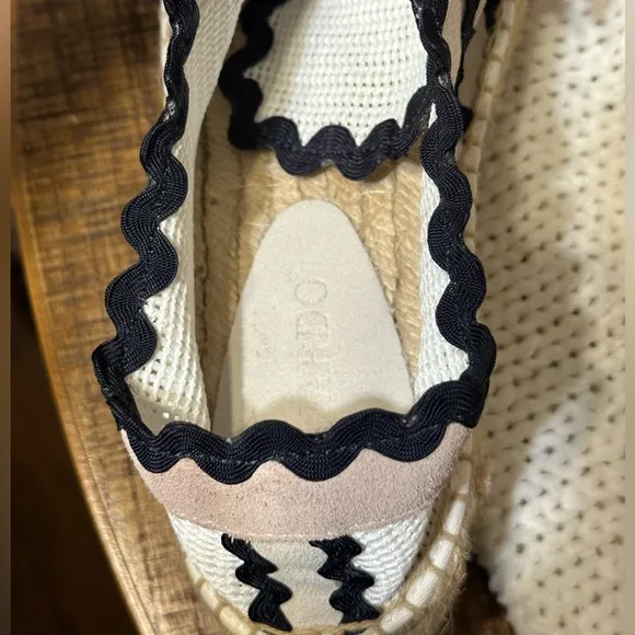 Anthropologie Bernardo 8 espadrille sneaker shoe bric brac white navy Tory Burch
