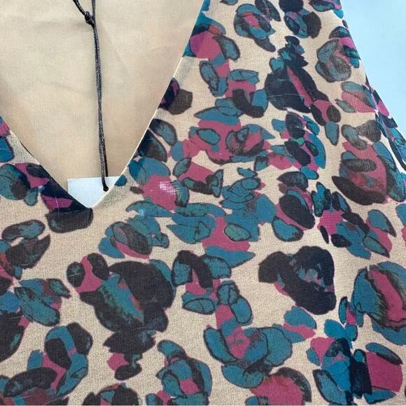 Anthropologie Chloe Oliver‎ Risa Multicolor Leopard Print Sleeveless Dress Sz M