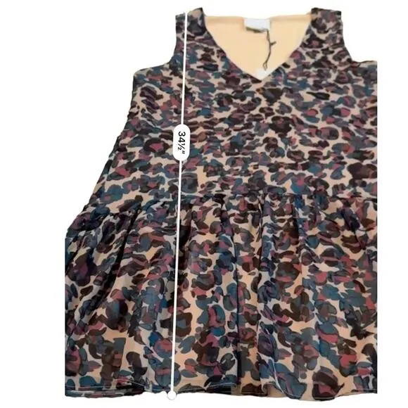 Anthropologie Chloe Oliver‎ Risa Multicolor Leopard Print Sleeveless Dress Sz M