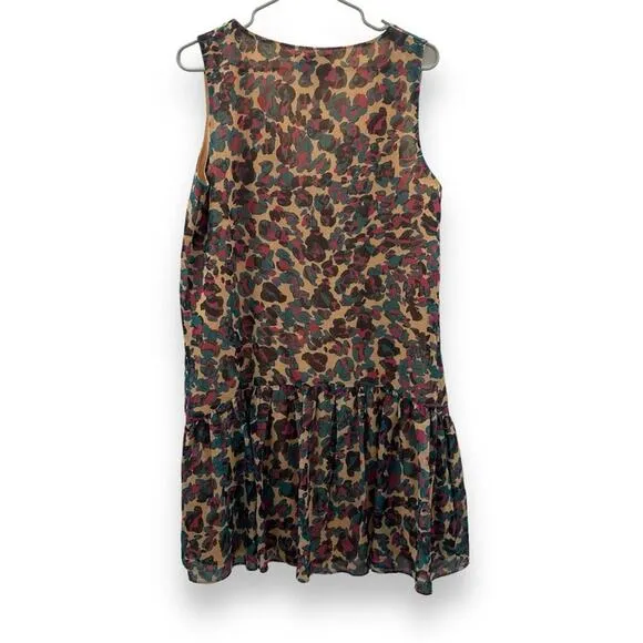 Anthropologie Chloe Oliver‎ Risa Multicolor Leopard Print Sleeveless Dress Sz M