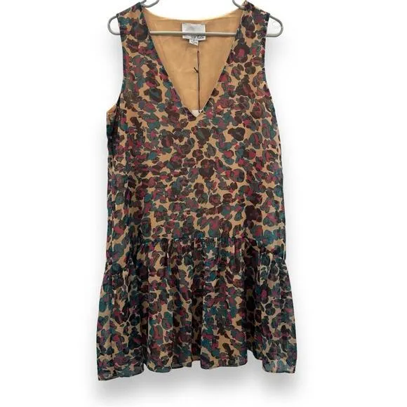 Anthropologie Chloe Oliver‎ Risa Multicolor Leopard Print Sleeveless Dress Sz M