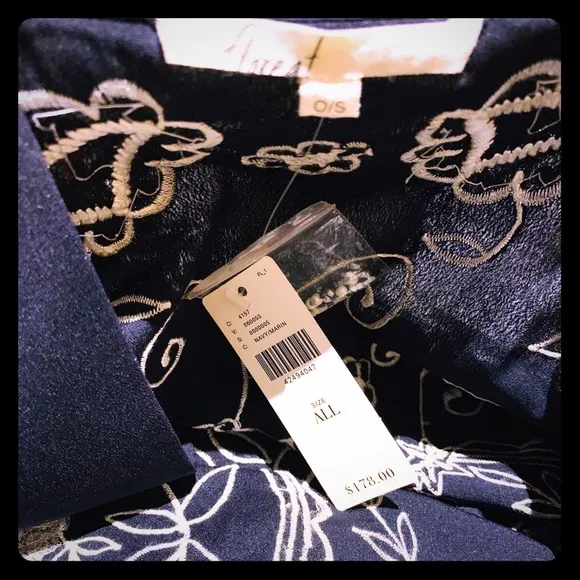 Anthropologie Floreat OS Navy / White Beaded &amp; Embroidered Kimono (Size All)