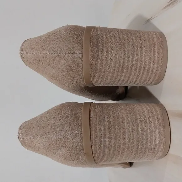 Anthropologie Joie Wevenly Pumps Loafer Sz 8.5 Suede Leather Block Stocked Heel