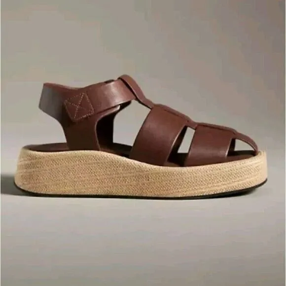 Anthropologie Pilcro Platform Fisherman Sandals Brown Size EU 40/US 9.5