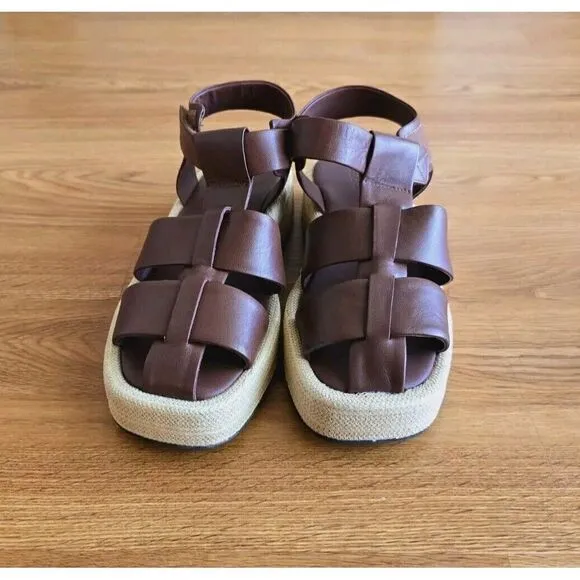 Anthropologie Pilcro Platform Fisherman Sandals Brown Size EU 40/US 9.5