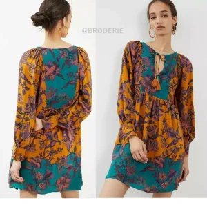 Anthropologie Romantic 100% Silk Tunic Dress size S new with tag nwt