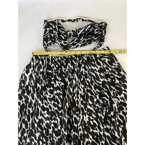 Anthropologie Women Shirred Cut-Out Maxi Preppy Black and White Dress Sz M NWT
